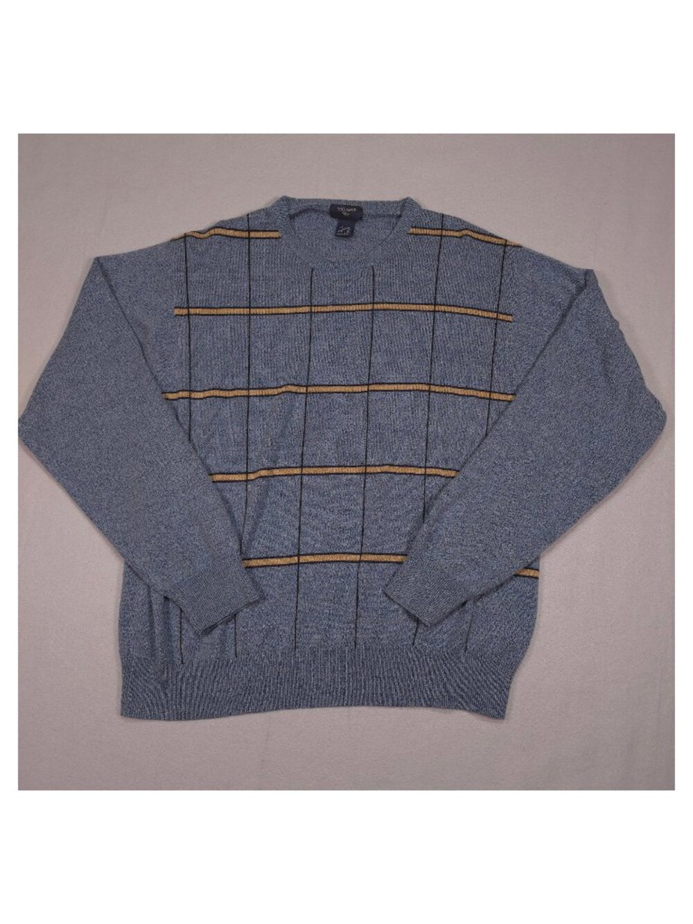 Dockers Men's XL Blue Windowpane Crewneck Acrylic Sweater Preppy Grandpa